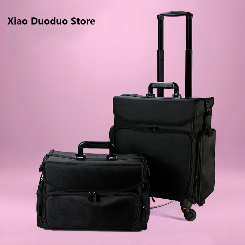 Foldable Rolling Luggage Bag - Profesjonalna walizka do manicure estetycznego Czarna