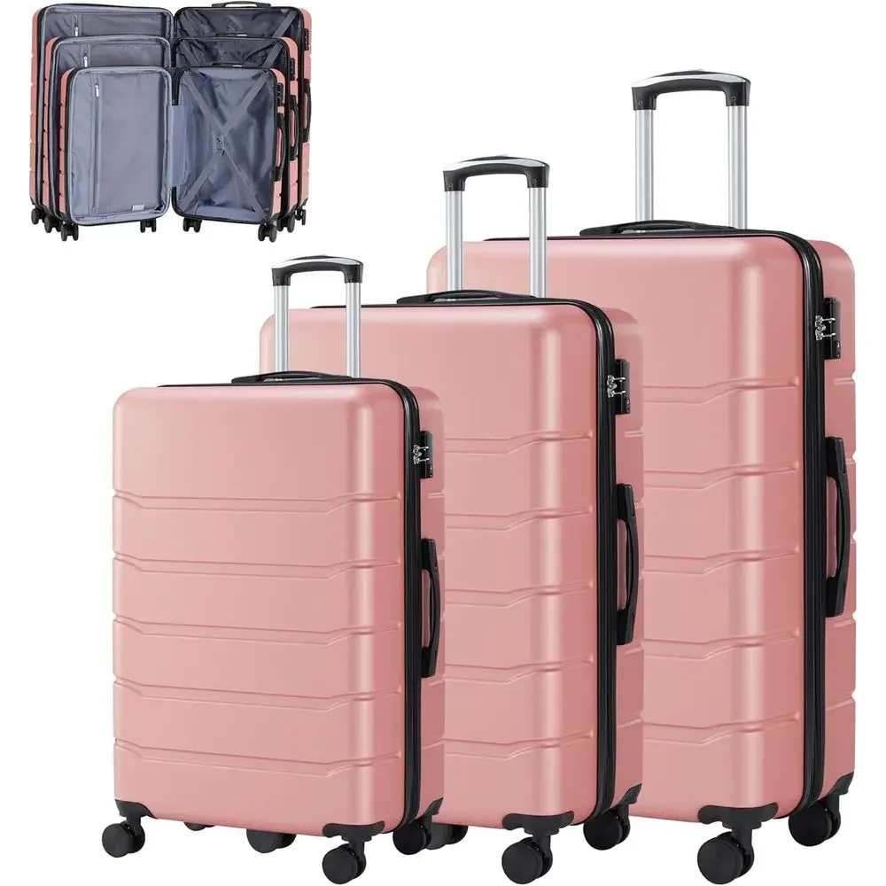 Expandable Hard Shell Luggage Set - 3-częściowy zestaw dużych walizek z podwójnymi